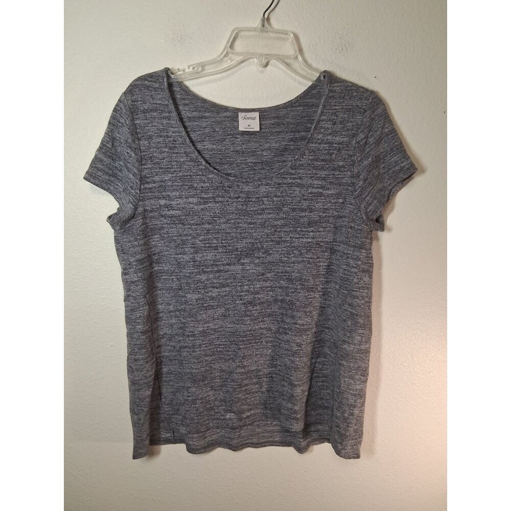 Soma Knit Blouse Business Casual Gray Short Sleeve Top Shirt Women's Size Medium